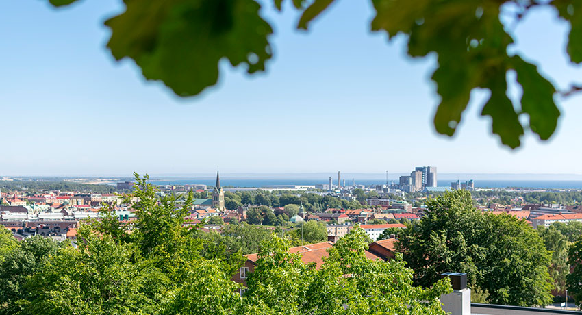 Utsikt över från Galgberget över centrala Halmstad
