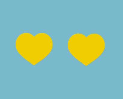 Två gula hjärtan