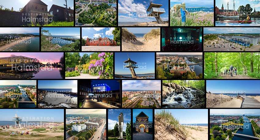 Collage med bilder ur Halmstads bildbank för besöksnäringen och arrangörer i Halmstad