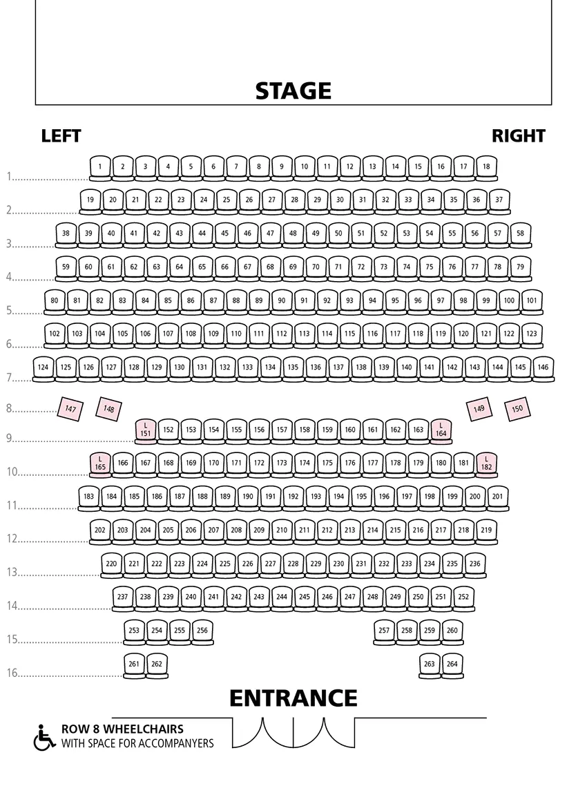 Floor plan of seats in Figarosalen