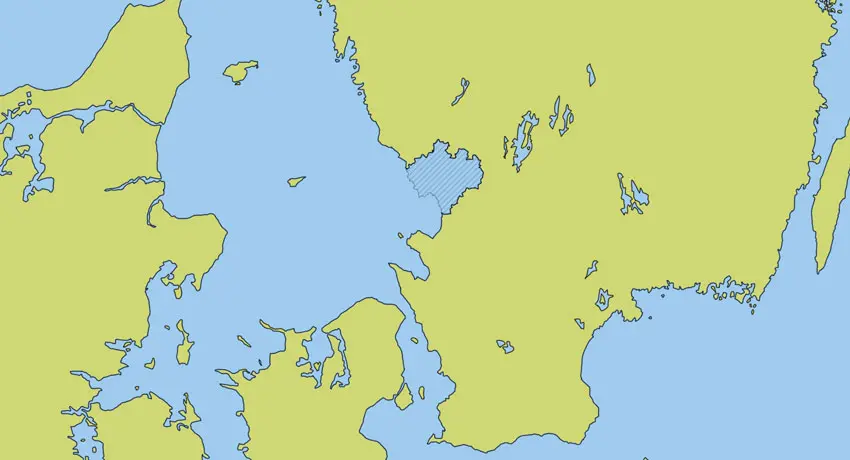 Karta över södra Sverige där Halmstad inte finns