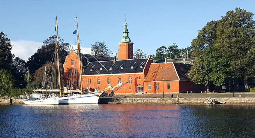  Halmstad Castle with a boat in front of it