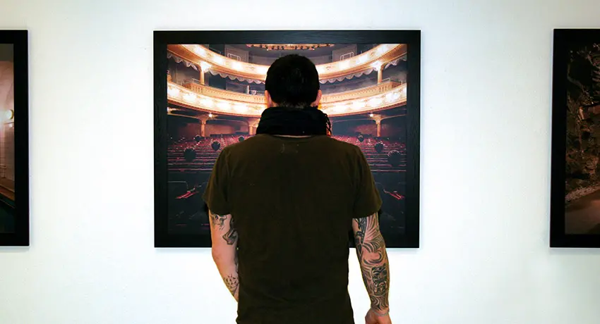  A man looks at a painting at Mjellby Art Museum in Halmstad